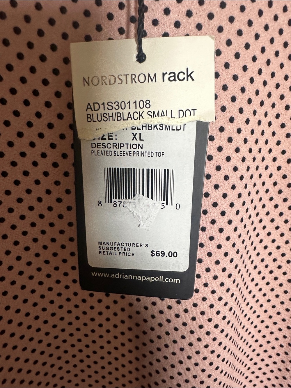 Adrianna Papell Pink Polka Dot Short Sleeve Scoop Neck Top - Picture 4 of 7